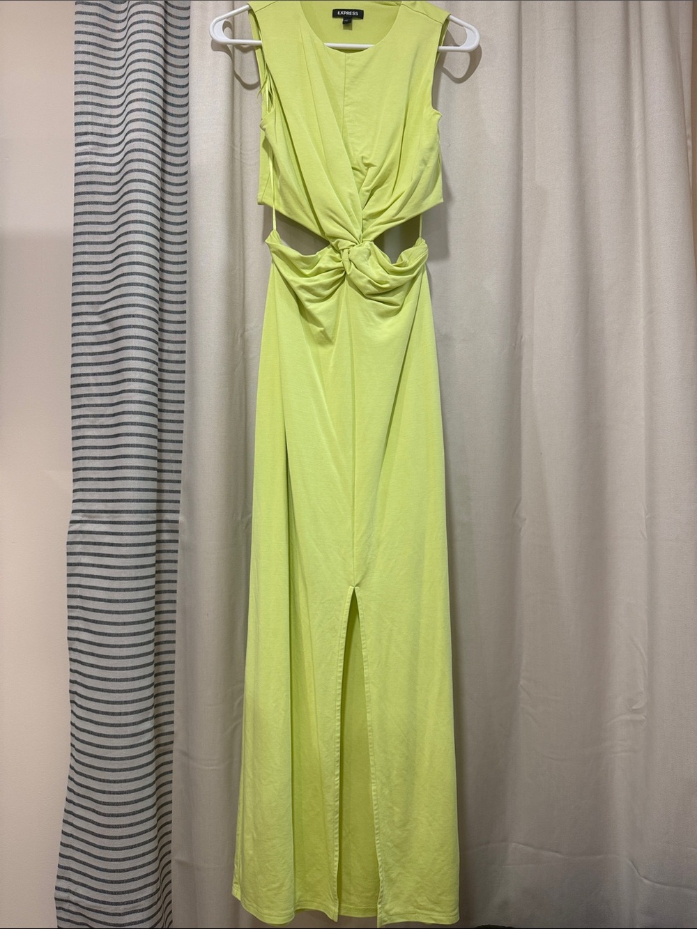 Express Neon Lime Twist Cutout Midi Dress
